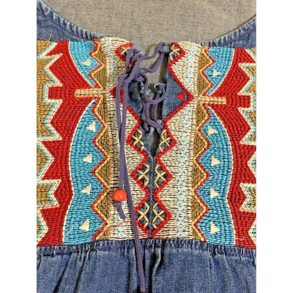 Tasha Polizzi Collection, Designer, Embroidered Denim Tunic Size Medium - Picture 2 of 9